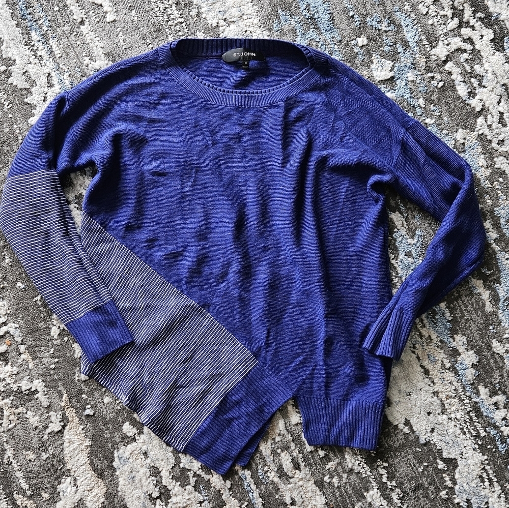 St. John asymmetrical silk/wool/cashmere blend long sleeve sweater
